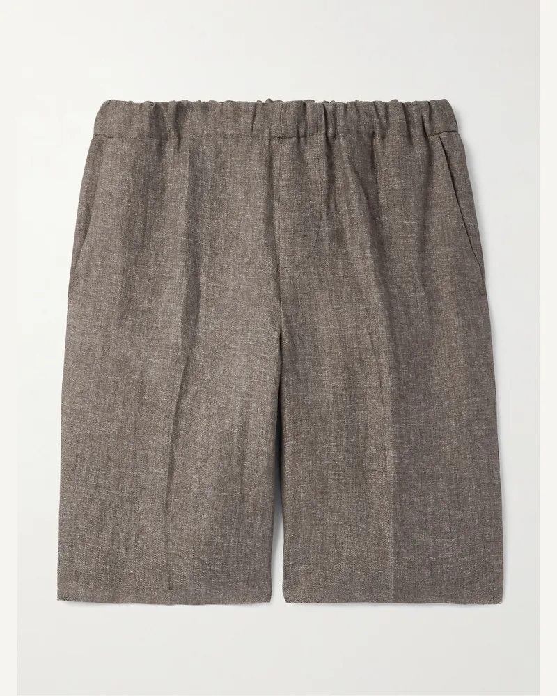 PIACENZA 1733 Gerade geschnittene Shorts aus Leinen mit Fischgratmuster Neutral