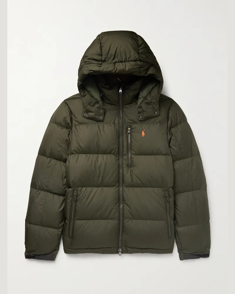 Ralph Lauren Daunenjacke aus gestepptem recyceltem Shell mit Kapuze und Logostickerei Grün