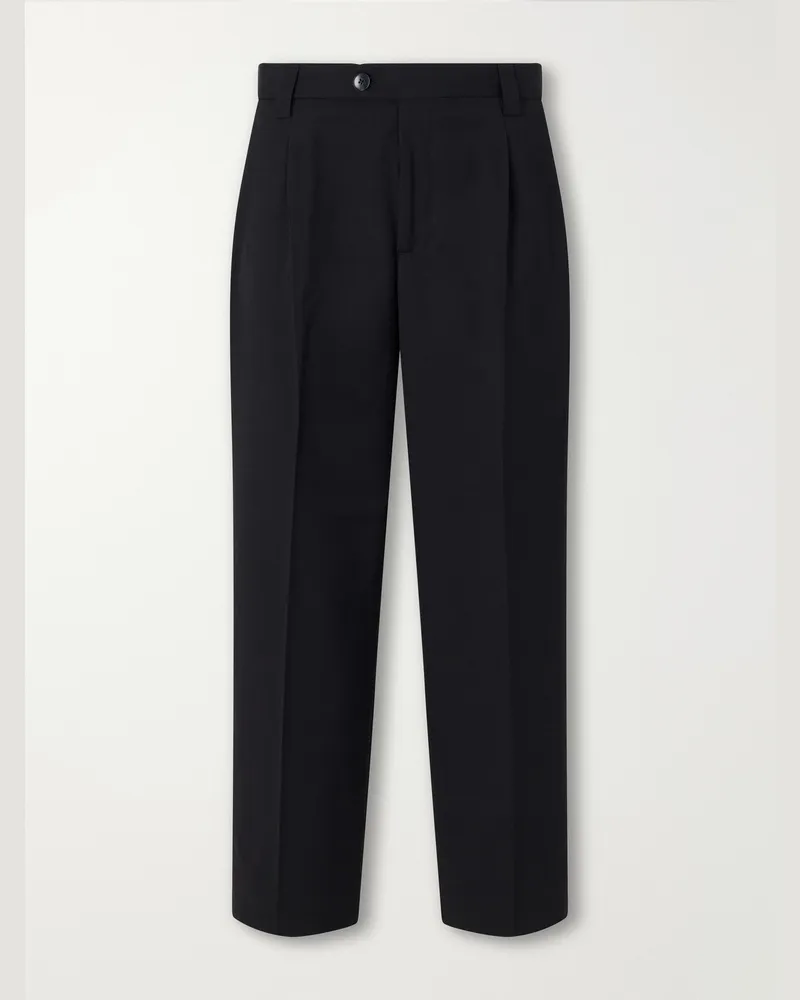 Mfpen Service Straight-Leg Cotton-Blend Hopsack Trousers Black