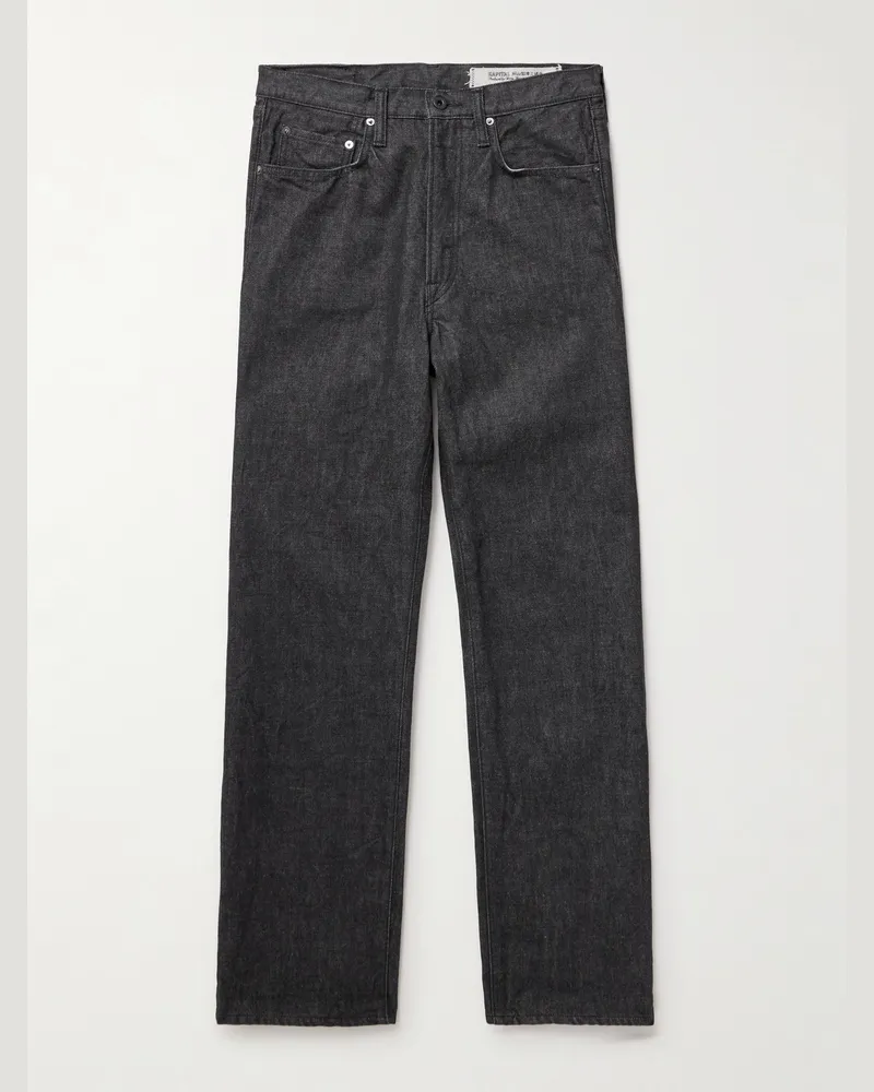 KAPITAL Monkey gerade geschnittene Jeans Schwarz