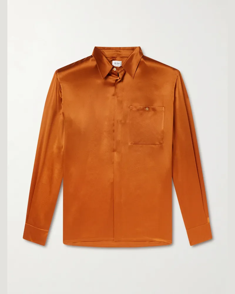 Saint Laurent Hemd aus Seidensatin Orange