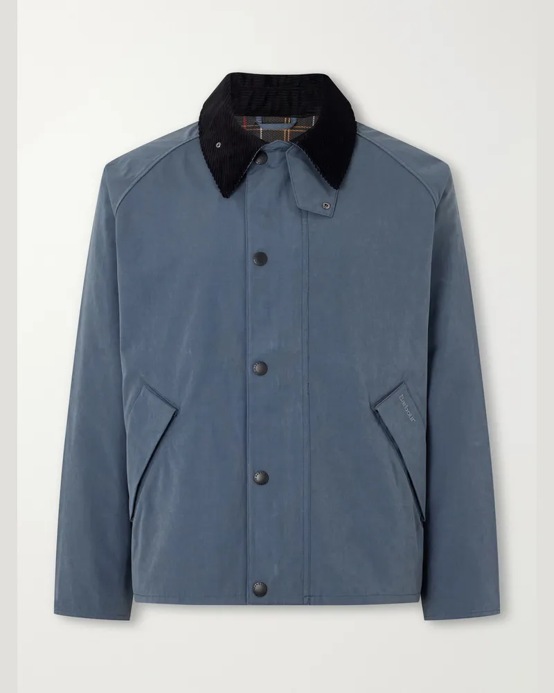 Barbour Transporter Casual Corduroy-Trimmed Cotton-Moleskin Jacket Blue