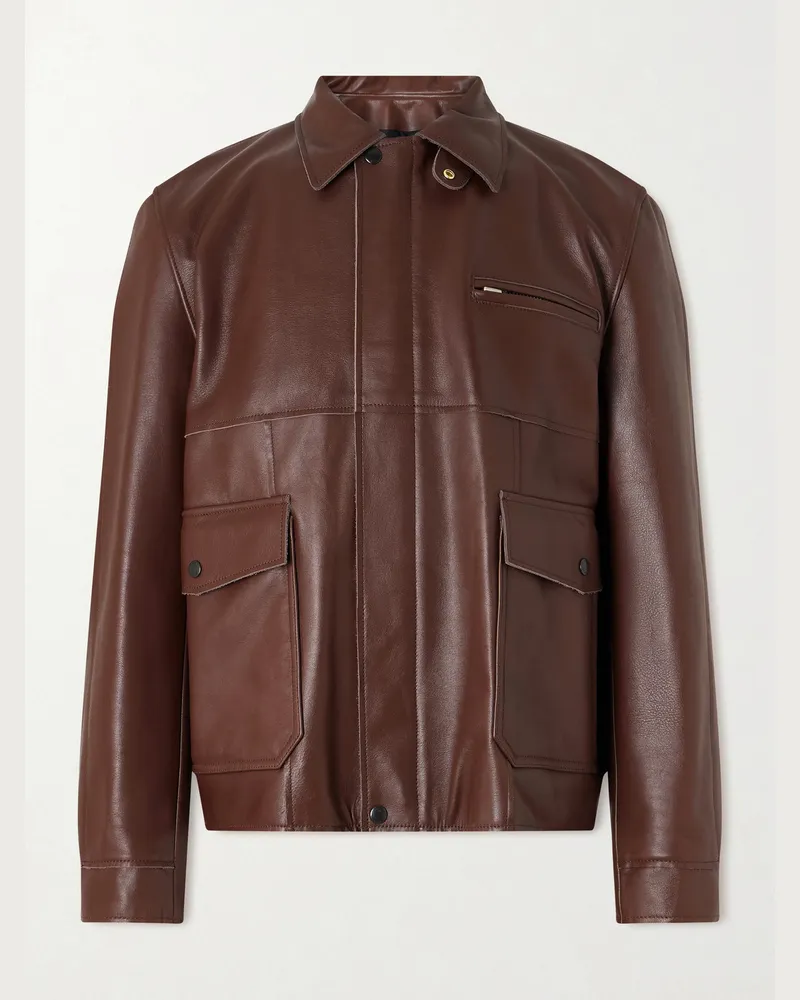 Sacai Blouson aus Leder Braun