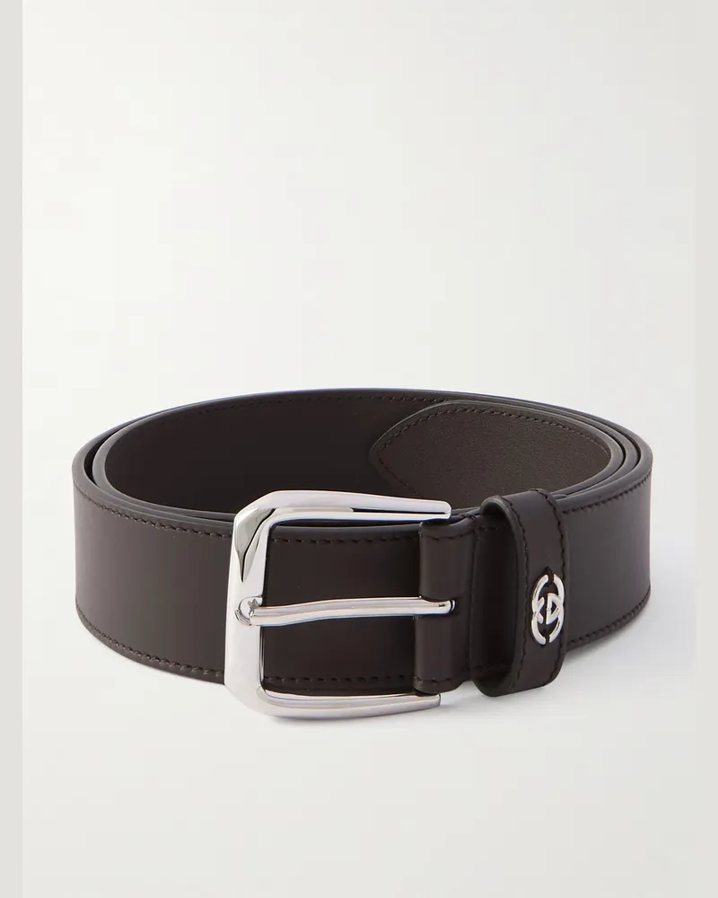 Gucci 3.5cm Logo-Embellished Leather Belt Brown