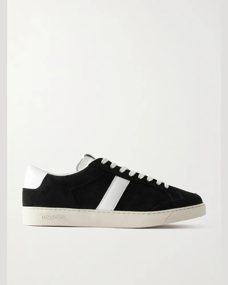 Tom Ford Blake Sneakers aus Veloursleder mit Lederbesatz Schwarz