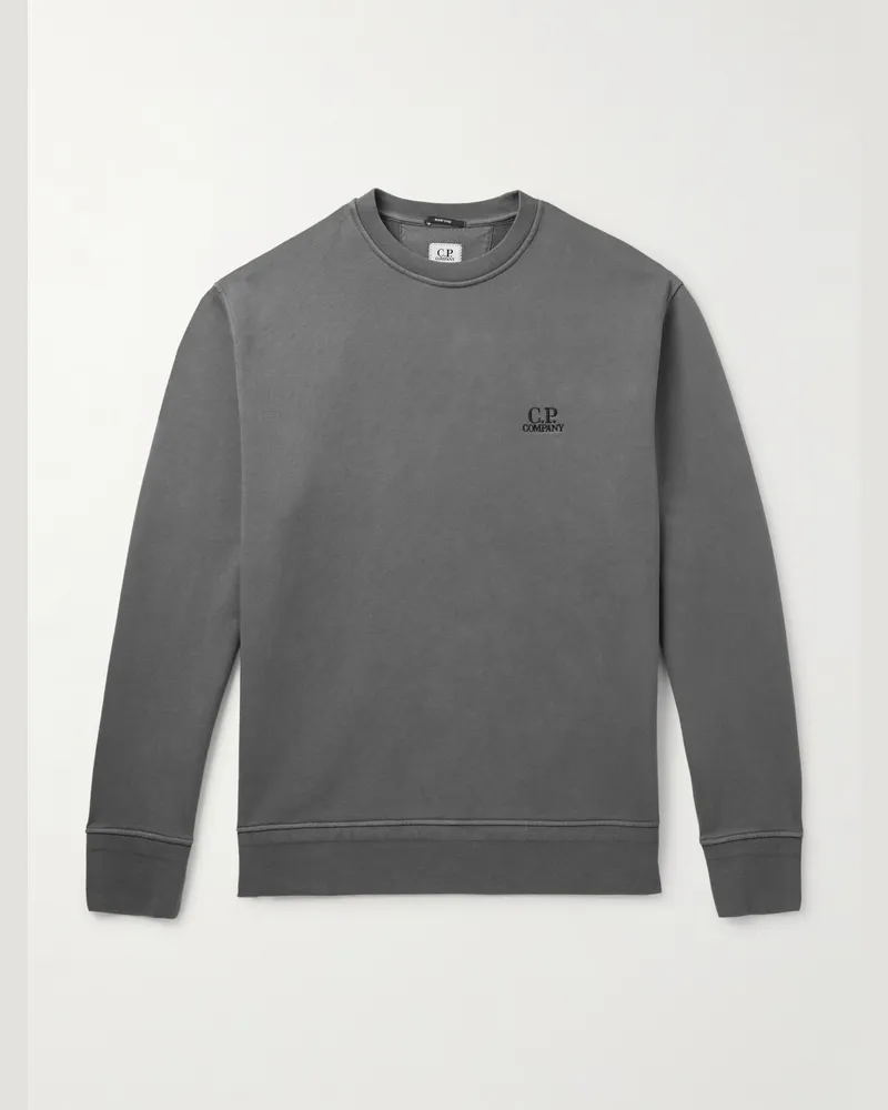 C.P. Company Sweatshirt aus gebürstetem Baumwoll-Jersey mit Logostickerei Grau
