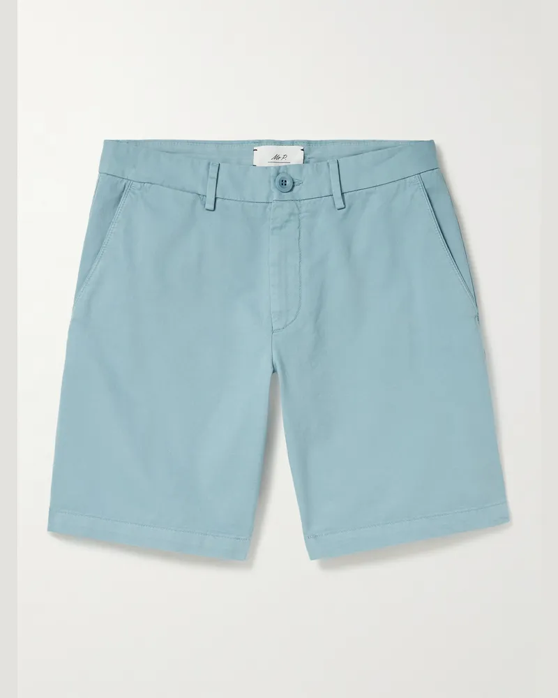 MR P. Straight-Leg Cotton-Twill Shorts Blue