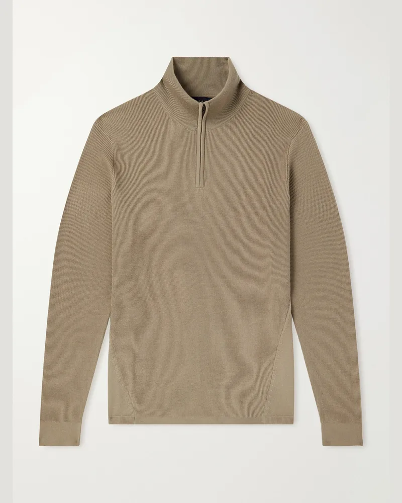SEASE Waffle Turtle-Neck Wool-Knitted Sweater Neutrals