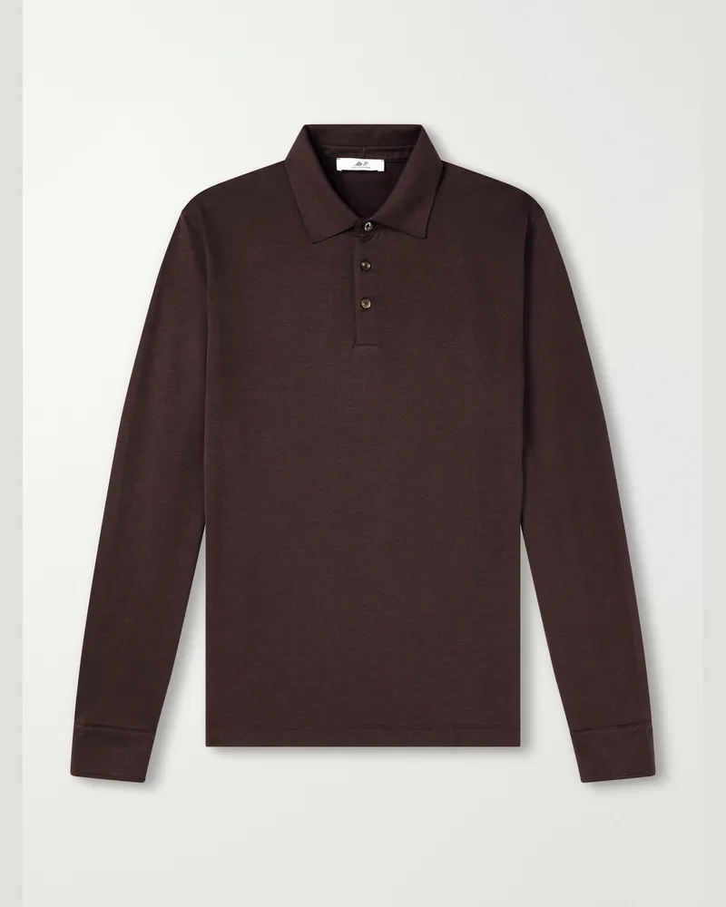 MR P. Silk and Cotton-Blend Polo Shirt Brown