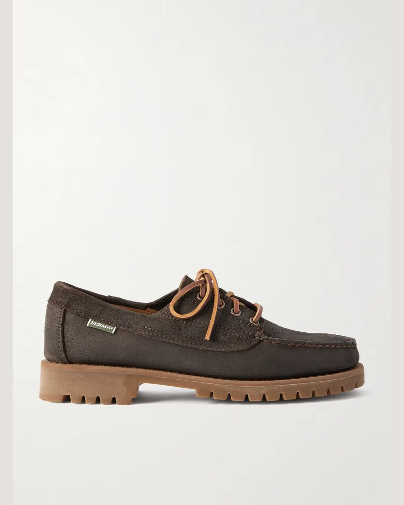 Sebago Askook Bootsschuhe aus gewachstem Veloursleder mit Lederbesatz Braun