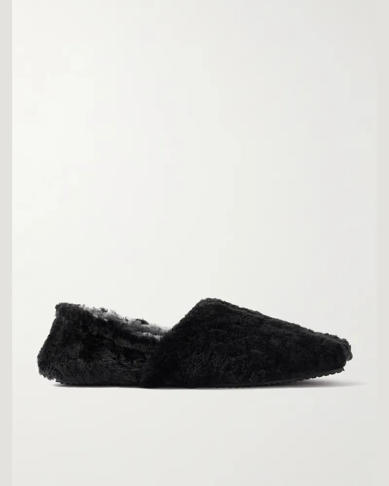 MR P. Slippers aus Shearling Schwarz
