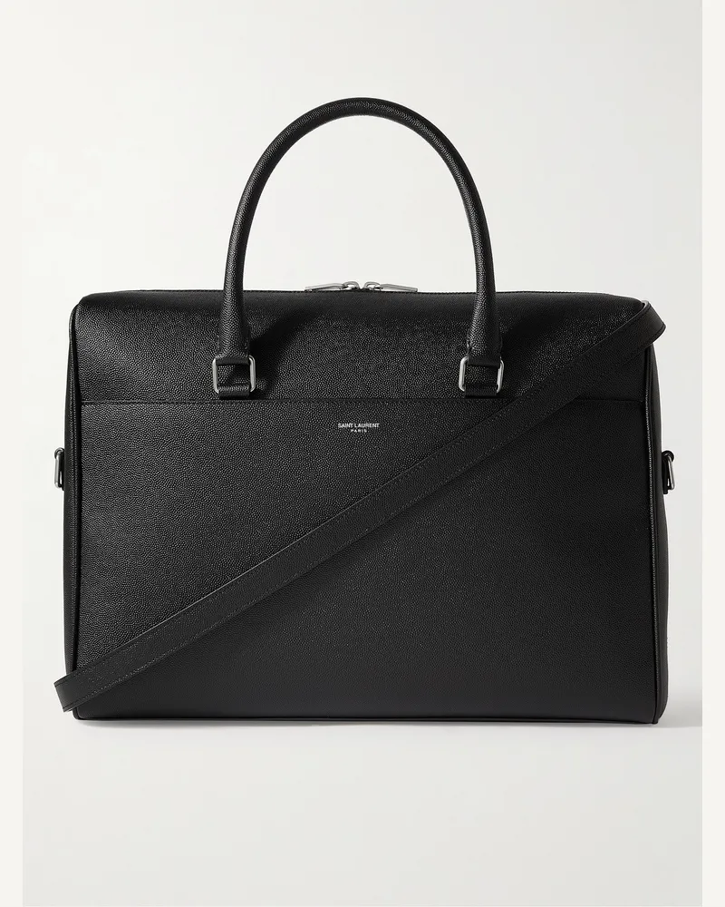 Saint Laurent Full-Grain Leather Briefcase Black