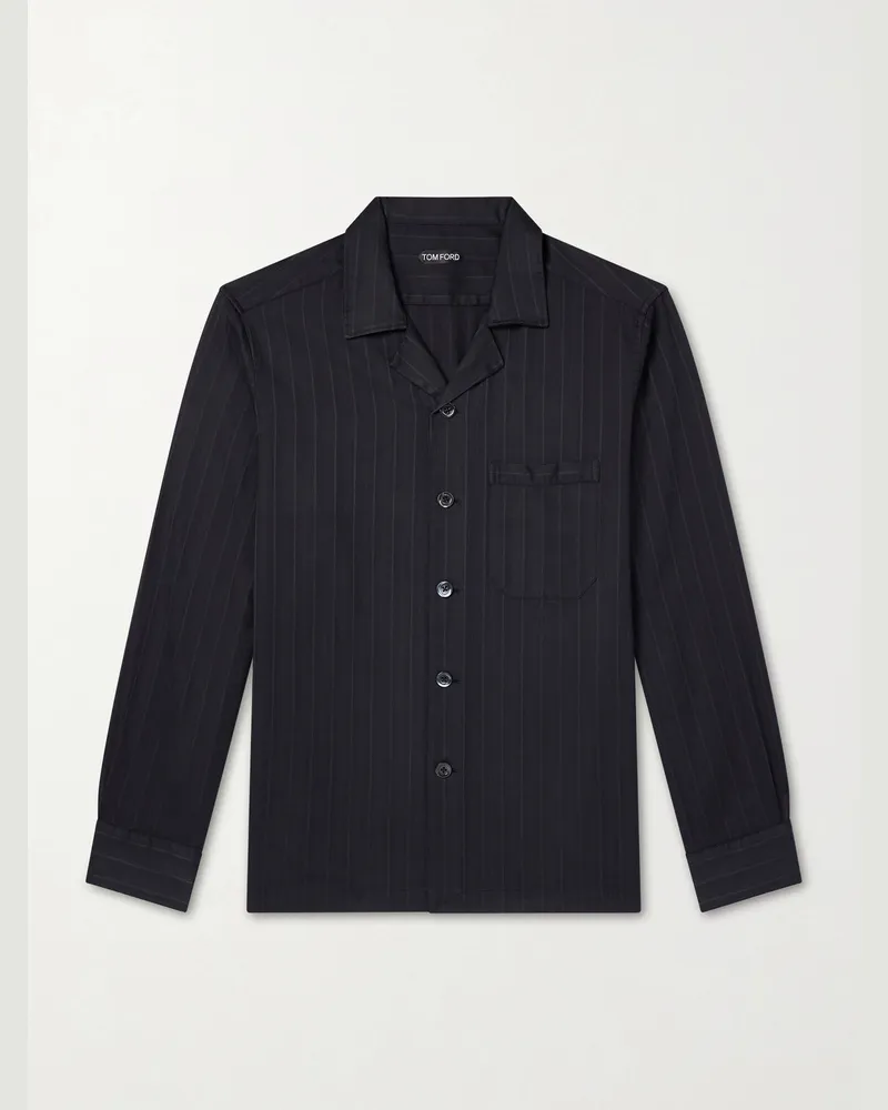 Tom Ford Pyjama-Hemd aus einer Baumwoll-Seidenmischung Schwarz