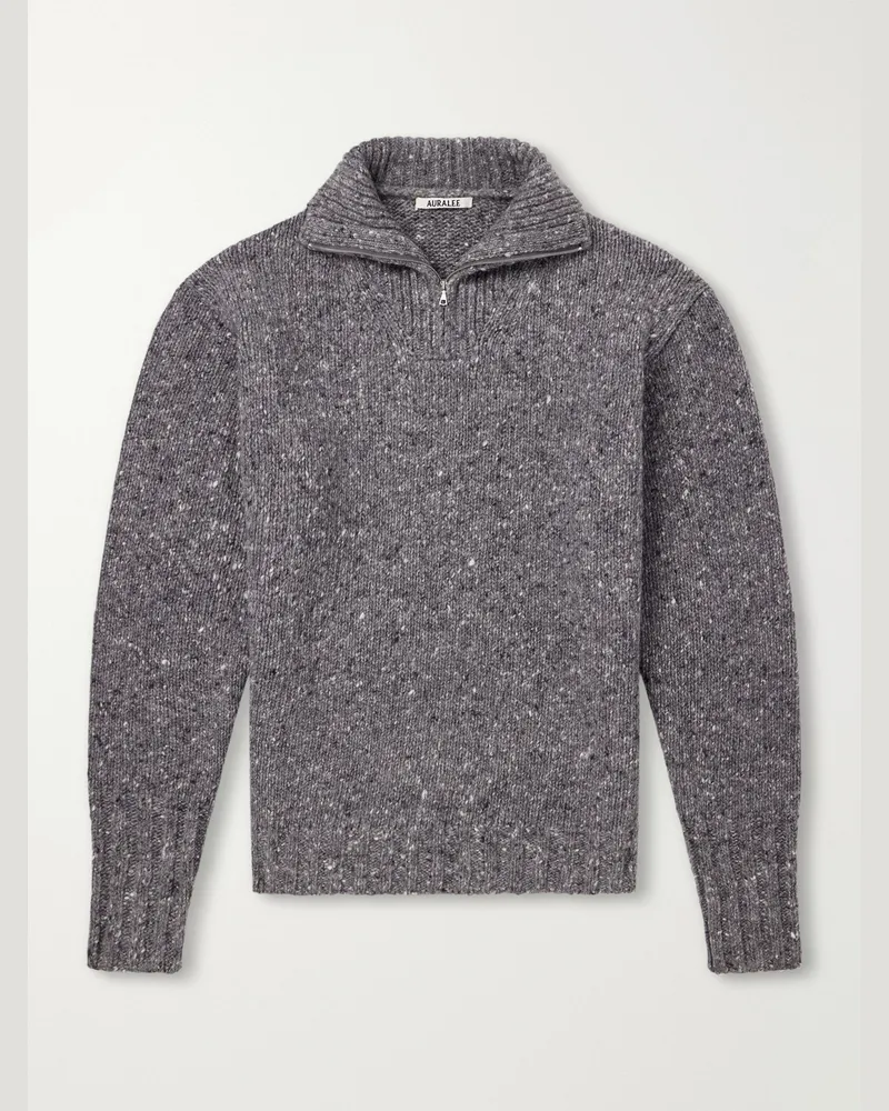 AURALEE Wool Half-Zip Sweater Gray
