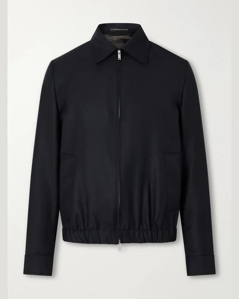 Slowear Wool and Silk-Blend Blouson Jacket Black