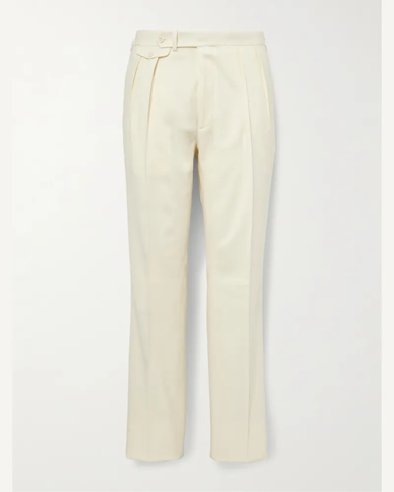 Ralph Lauren Gregory gerade geschnittene Hose aus Woll-Twill mit Falten Neutral
