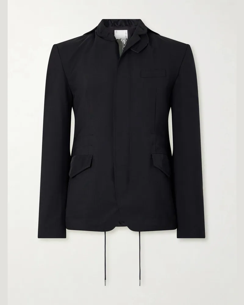 Sacai Grain De Poudre and Shell Hooded Blazer Black