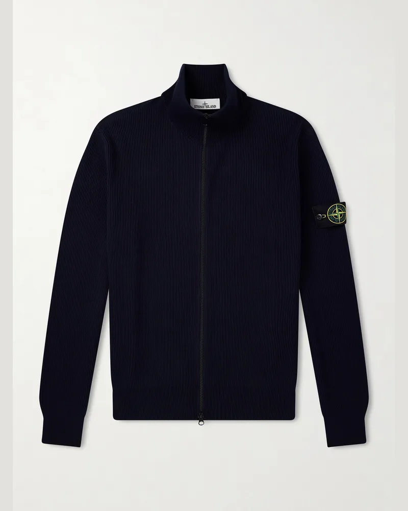 Stone Island Ribbed Organic Cotton Sweater Blue