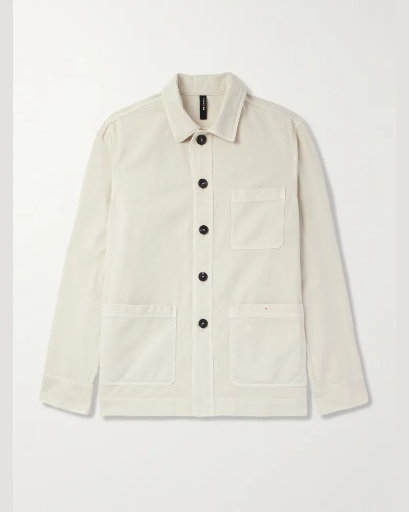 Kiton Hemdjacke aus Baumwoll-Twill mit Logostickerei Neutral