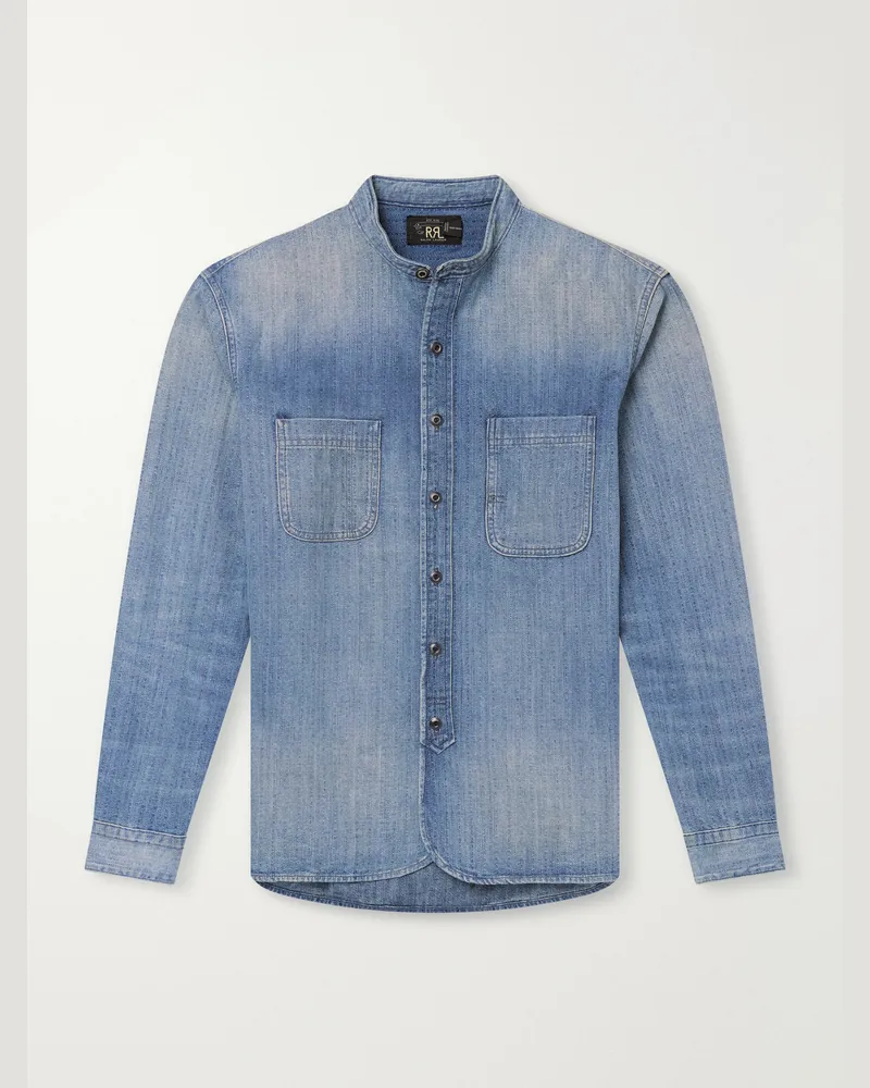RRL Tombstone Washed Denim Shirt Blue