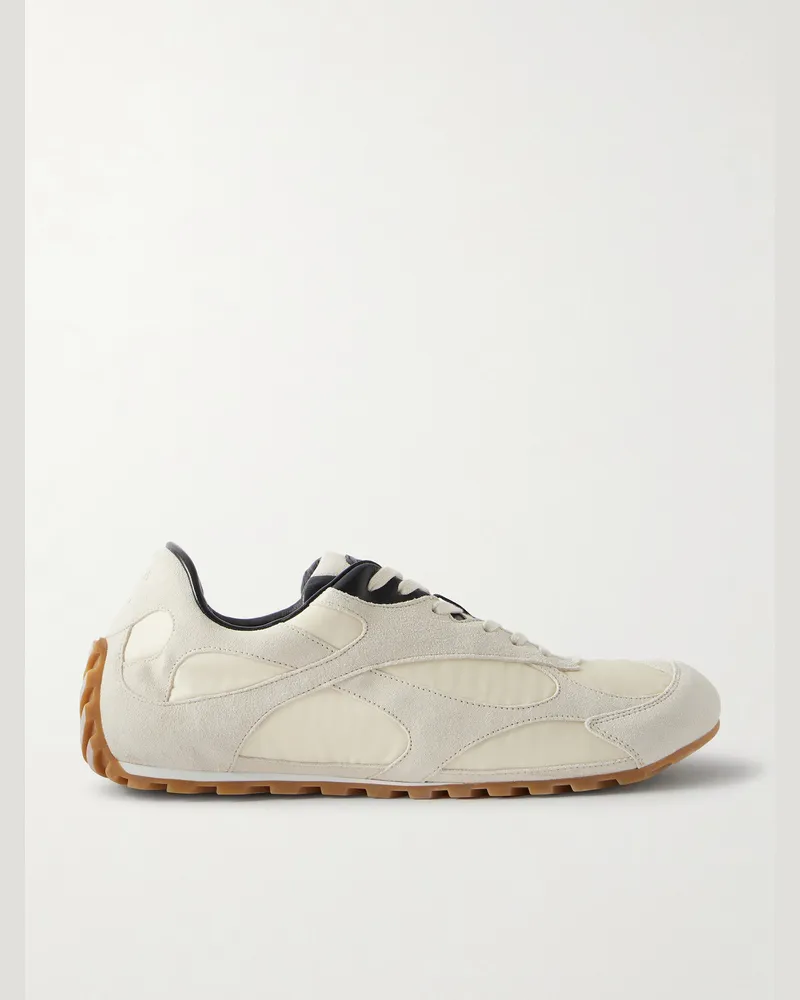 Bottega Veneta Orbit Leather and Shell-Trimmed Suede Sneakers Neutrals