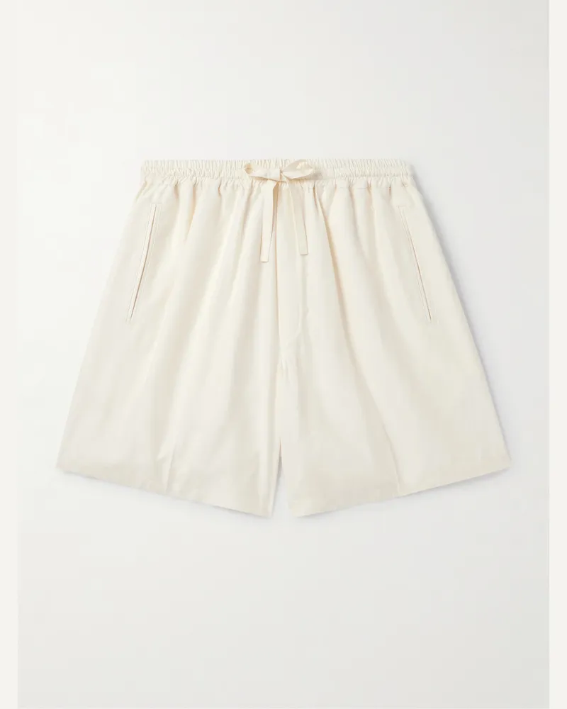 Umit Benan Julian gerade geschnittene Shorts aus Seidenpopeline Neutral
