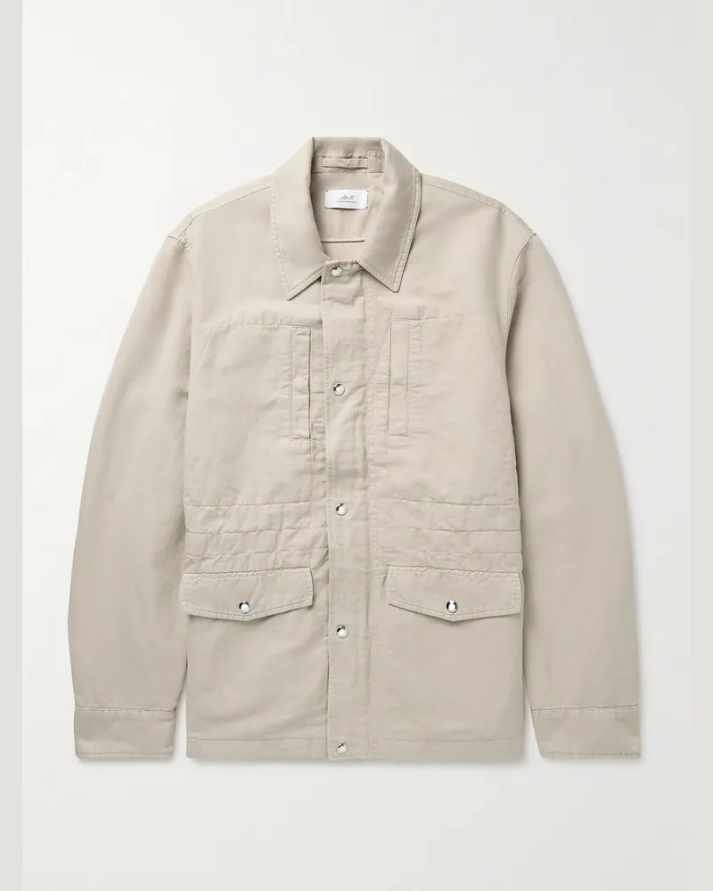 MR P. Cotton and Linen-Blend Twill Field Jacket Neutrals