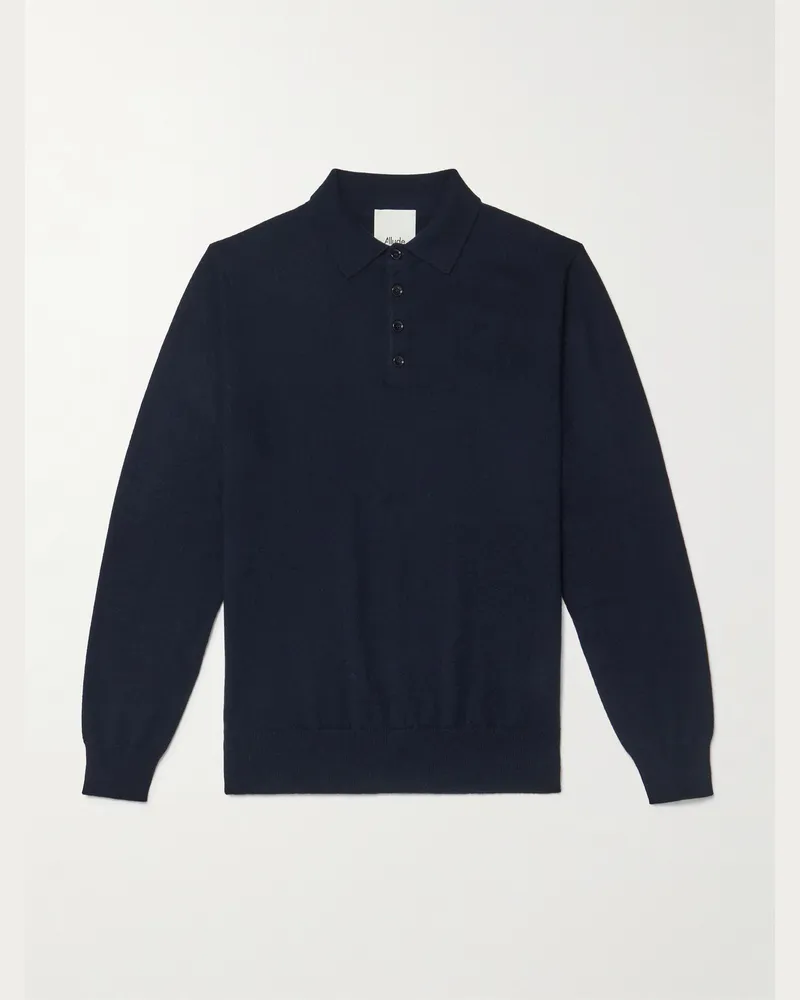ALLUDE Cashmere Polo Shirt Blue