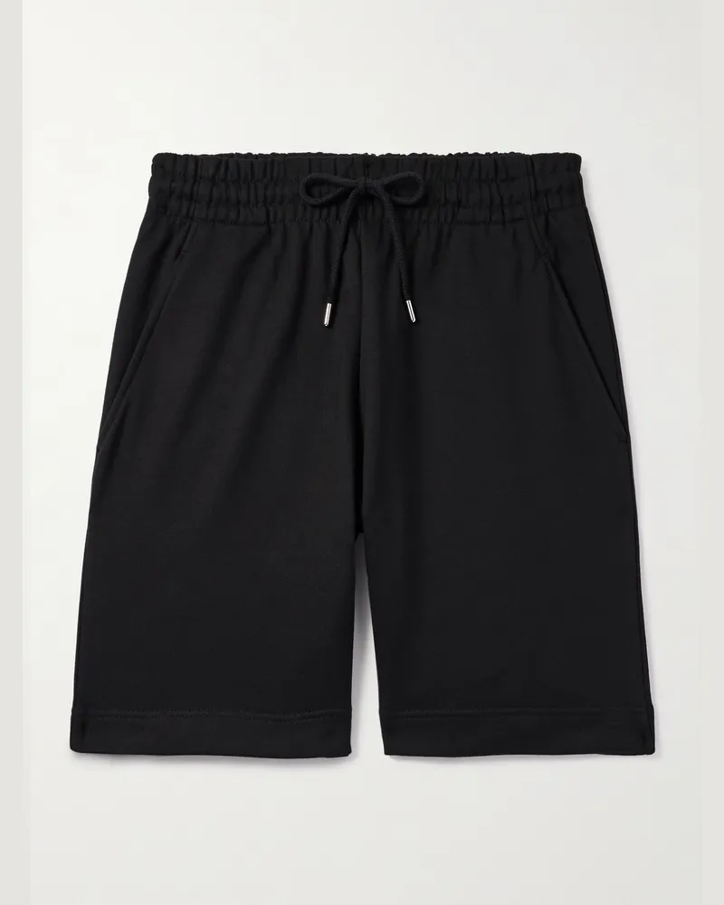 Dries van Noten Wide-Leg Cotton-Jersey Drawstring Shorts Black