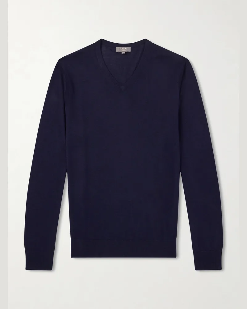 N.Peal Conduit Cashmere and Silk-Blend Sweater Blue