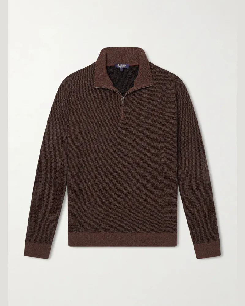 Loro Piana Roadster Cashmere Half-Zip Sweater Brown
