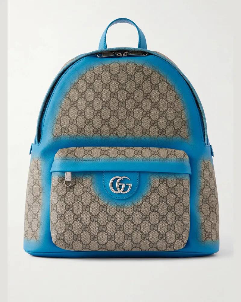 Gucci GG Icon Rucksack aus Leder mit Print Blau