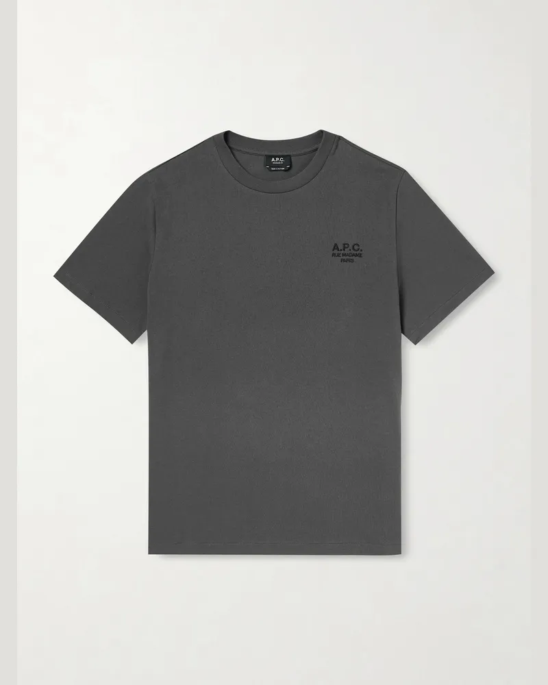 A.P.C. Logo-Embroidered Cotton-Jersey T-Shirt Gray