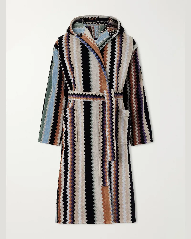 Missoni Home Curt Striped Cotton-Terry Hooded Robe Multi