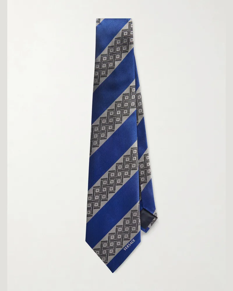 Versace 9cm Silk-Jacquard Tie Blue