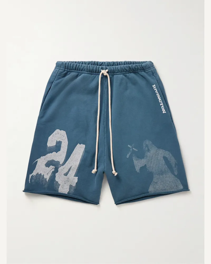 RRR123 Enemy gerade geschnittene Shorts aus Baumwoll-Jersey mit Kordelzugbund und Logoprint Blau