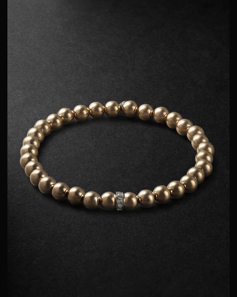 Sydney Evan Armband mit Zierperlen aus Gold, Details aus Silber und Diamanten Gold