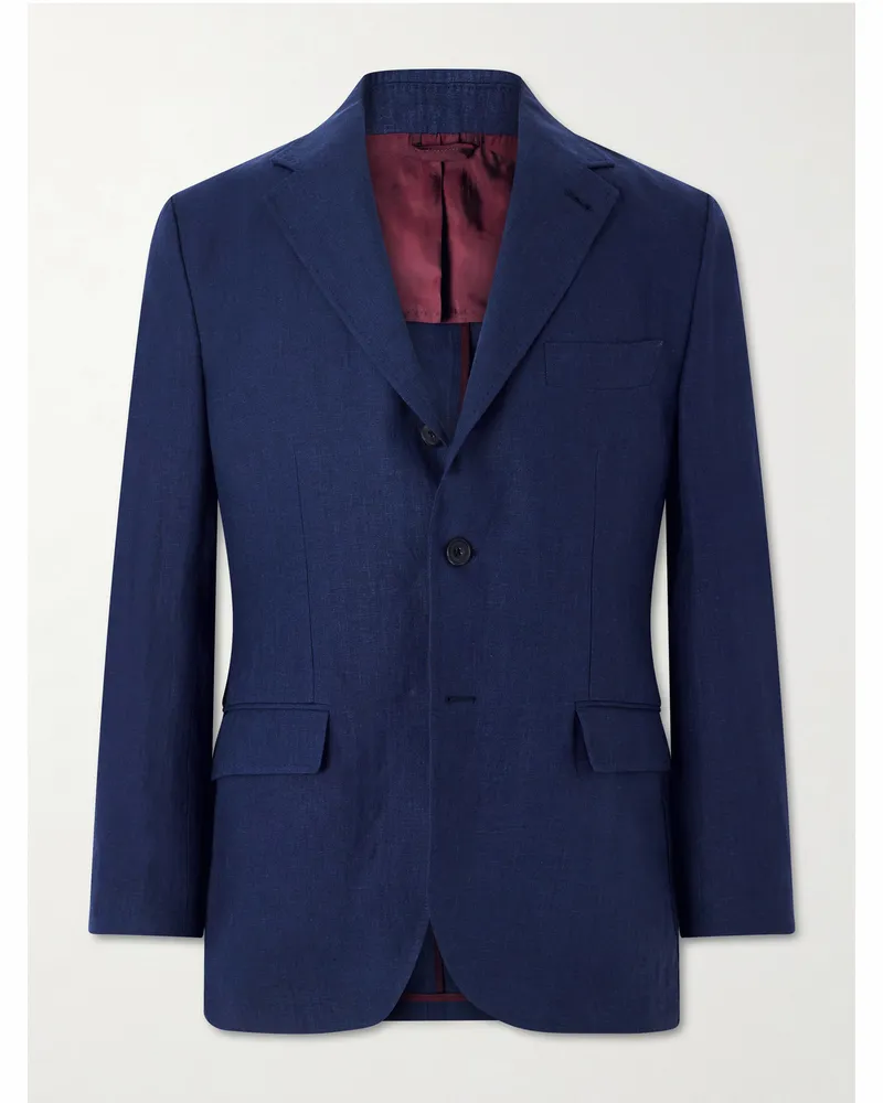 Rubinacci Linen Suit Jacket Blue