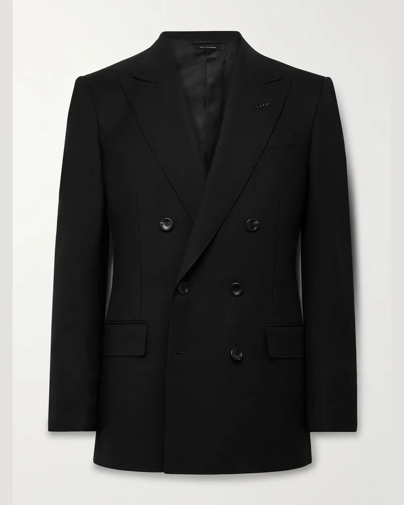Tom Ford Schmal geschnittenes doppelreihiges Sakko aus Woll-Crêpe Schwarz