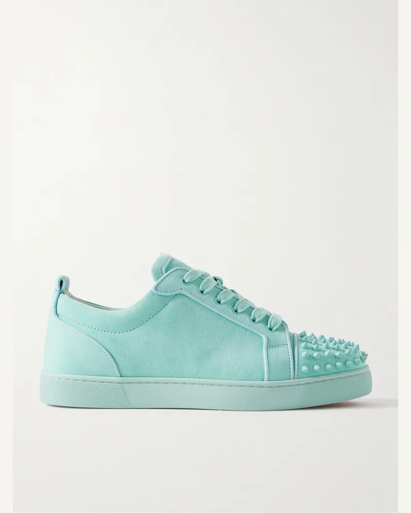 Christian Louboutin Louis Junior Sneakers aus Veloursleder mit Stachelnieten Blau