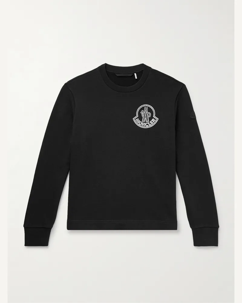 Moncler Sweatshirt aus Baumwoll-Jersey mit Logoprint und -applikation Schwarz