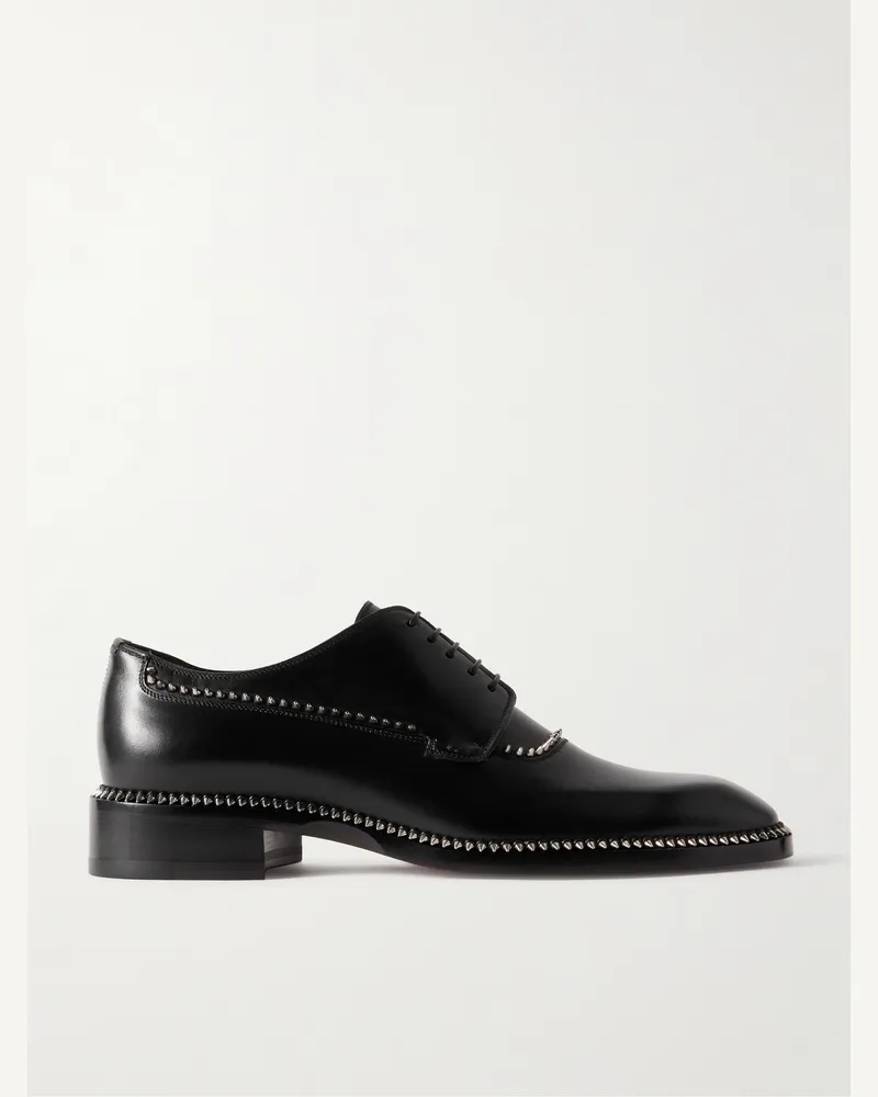 Christian Louboutin Cocoriclou Studded Leather Derby Shoes Black
