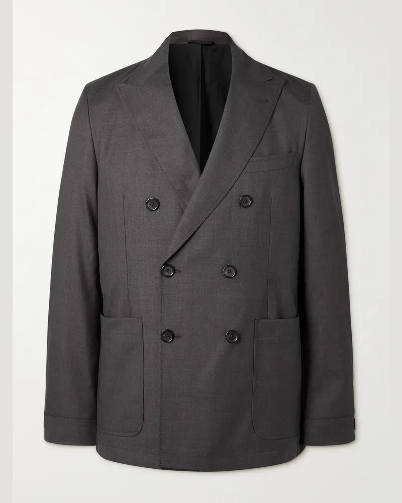 Oliver Spencer Miro Double-Breasted  Suit Jacket Brown