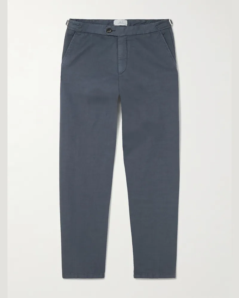 MR P. Mike Straight-Leg Organic Cotton and Linen-Blend Twill Trousers Blue