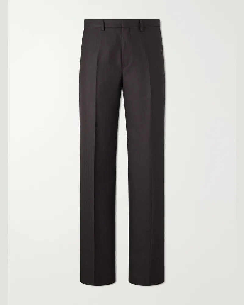 Dries van Noten Panvel Straight-Leg Herringbone Wool Trousers Brown