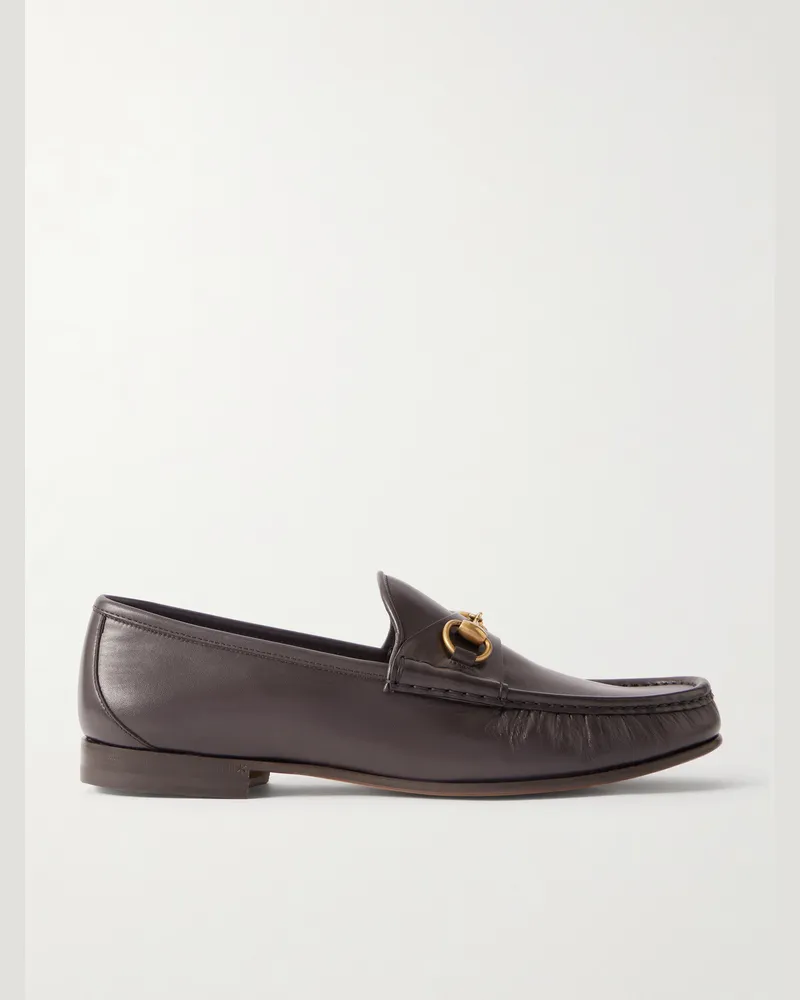 Gucci Horsebit 1953 Embellished Leather Loafers Brown