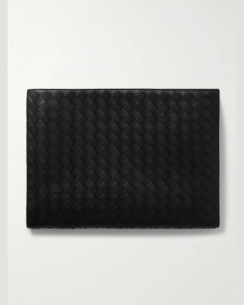 Bottega Veneta Großes Etui aus Intrecciato-Leder Schwarz