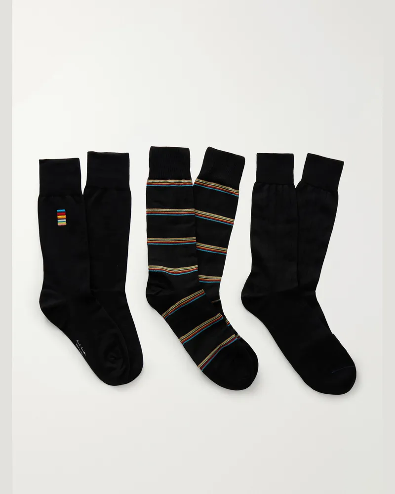 Paul Smith Pack of Three Striped Cotton-Blend Socks Multi