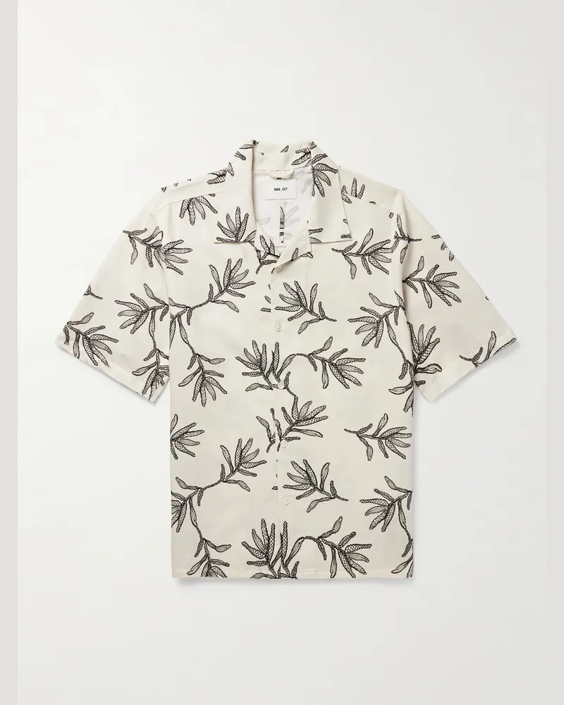 NN 07 Ole 5210 Hemd aus einer bestickten Mischung aus Biobaumwolle und Tencel™ Lyocell mit Reverskragen Neutral