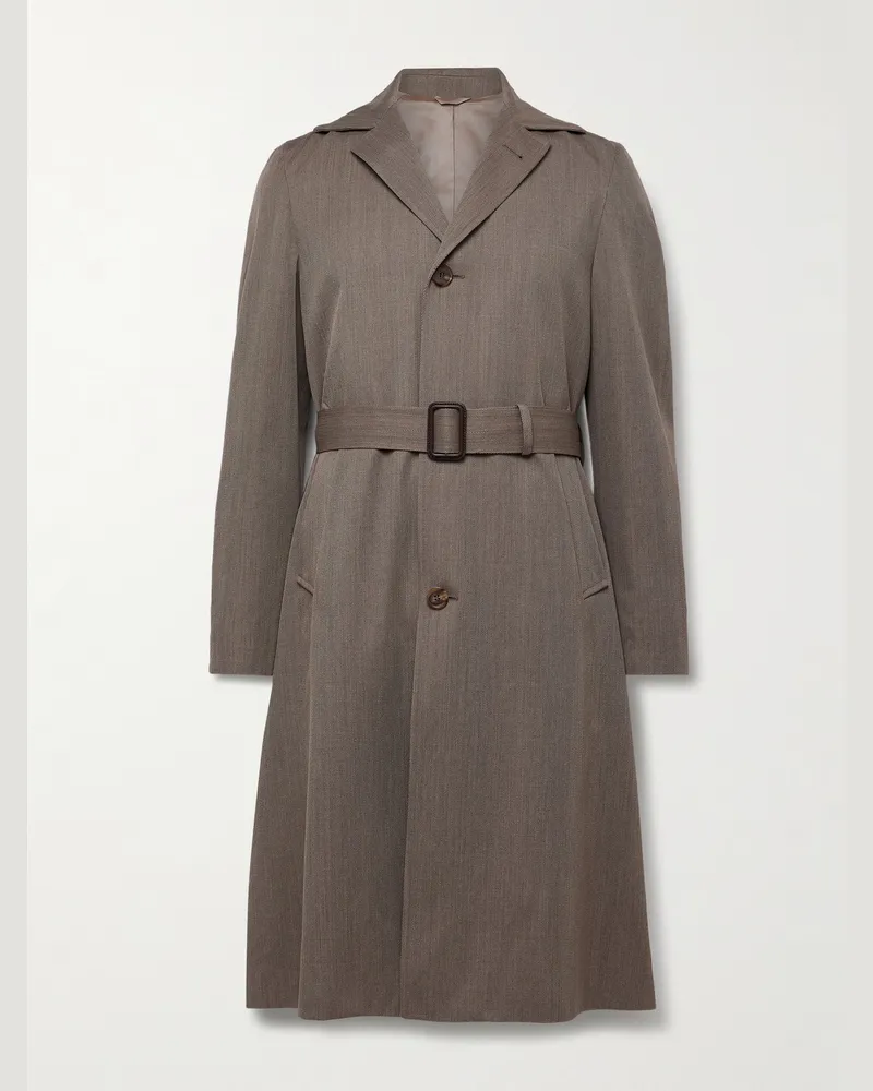 SAMAN AMEL Mantel aus Woll-Twill mit Gürtel Braun